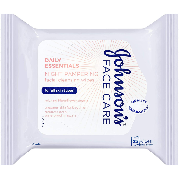 JOHNSON'S® Daily Essentials Facial Wipes Night Pampering 25 (Purple)