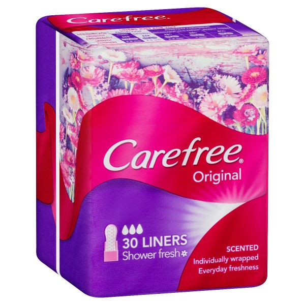 CAREFREE Shower Fresh Liners Folded & Wrapped 30